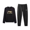 Li Ning Trendy Versatile Fashion Printed Classic Crew Neck Sweatshirt Comfortable Long Pants Casual Sports Suit AWDVH37-7+AKLVC89-1