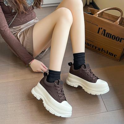 Trend Fashion Muffin Heightening Casual Shoes Women's 2024 Autumn and Winter Platform Versatile Skirt White Shoes