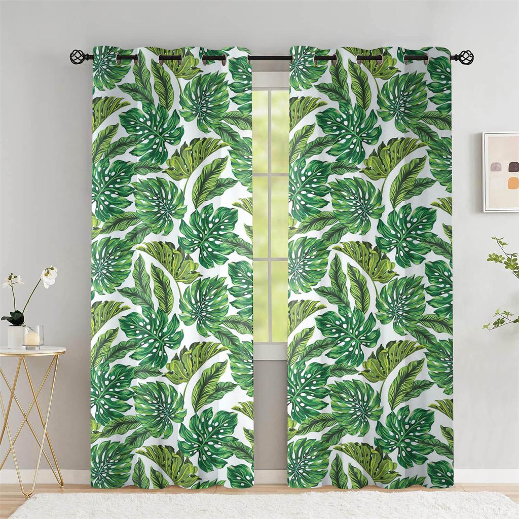 Summer Tropical Leaf Shade Curtains Deluxe Living Room Bedroom Home Decoration Palm Leaf Banana Leaf Curtains