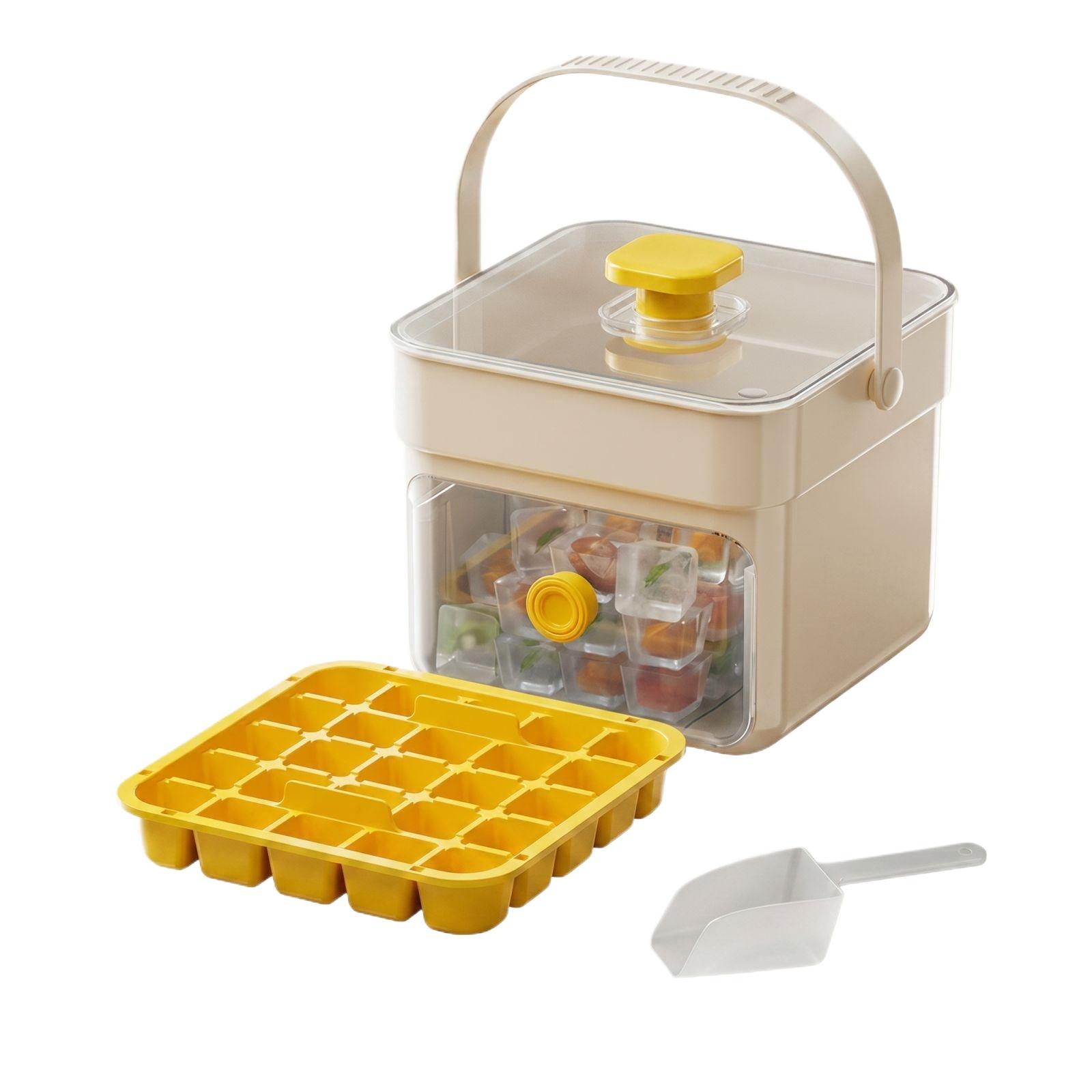 

Large Capacity Press Ice Cube Mold with Square Ice Tray and Storage Box for Home Kitchen Beverage Preparation One Size
