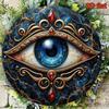 Gold Navy Evil Eye Hamsa Metal Wall Art Handcrafted Aluminum Sign Home Office Meditation Decor