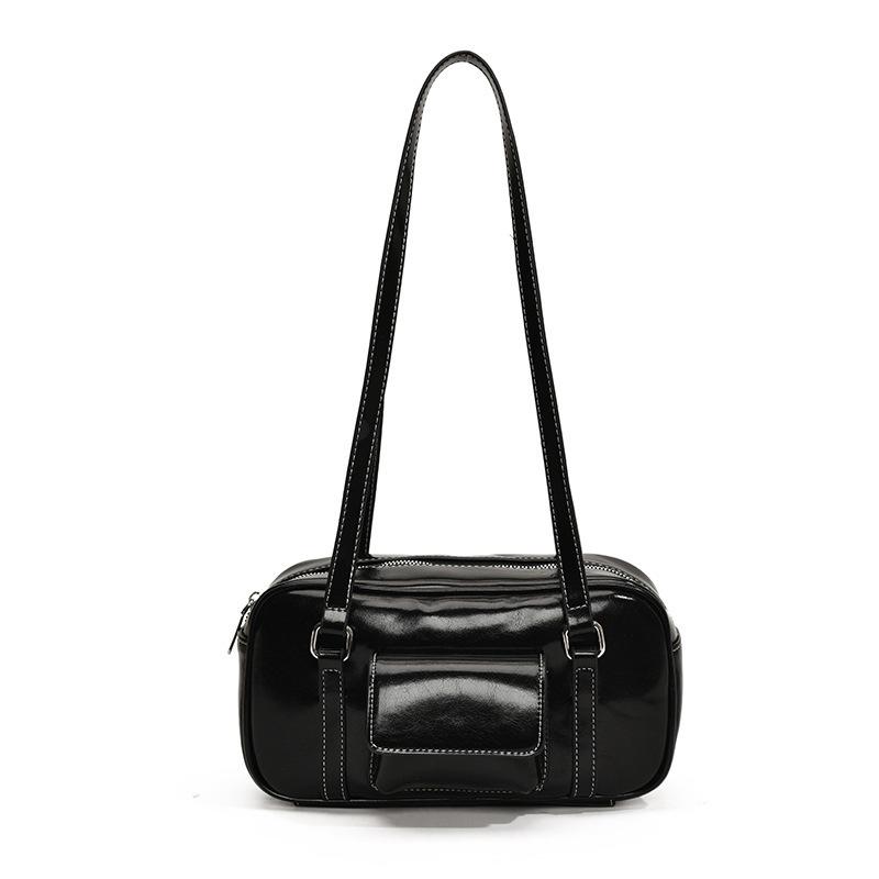 

Korean-style Underarm Bag In A Textured Bright Red Fashiable Commuter PU Leather Crossbody Handbag For Women чёрный