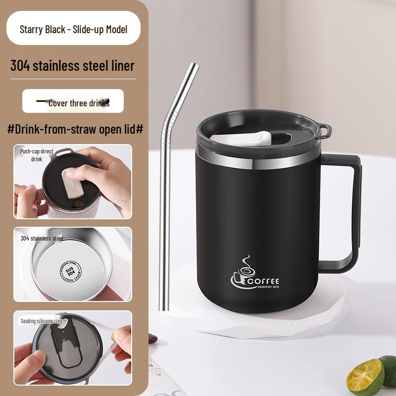Drop-Proof 304 Stainless Steel Mug with Lid for Home, Office, or Dorm Use