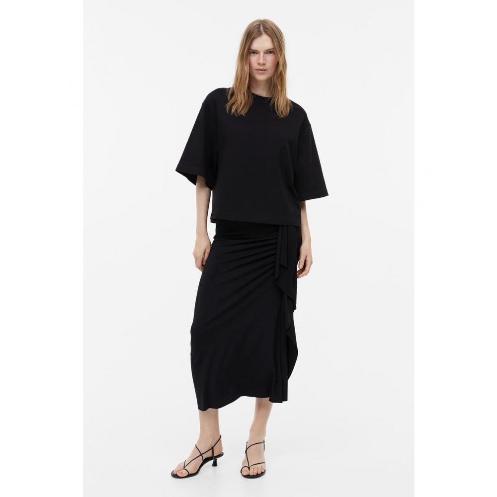 

Хлопковая футболка H&M Черная 1172425003