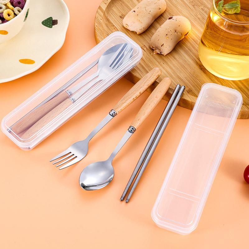1/2/3 ks Nerezové nádobí s dřevěnou rukojetí Lžíce Steakový nůž Vidlička Čajové lžičky Pro domácí kuchyni Stolní nádobí Kuchyňské nářadí