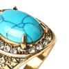 Unisex Turquoise Inlaid Ring Men Women Rhinestone Retro Ring Jewelry for Party