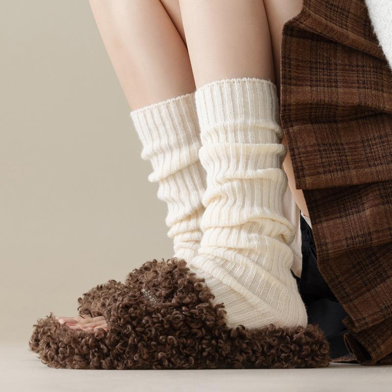 5/10 Pairs Casual Autumn Winter Calf Length Sock Covers Vertical Stripe Knitted Leg Warmers Warm JK Style Knee High Boots Layered Boot Covers Socks