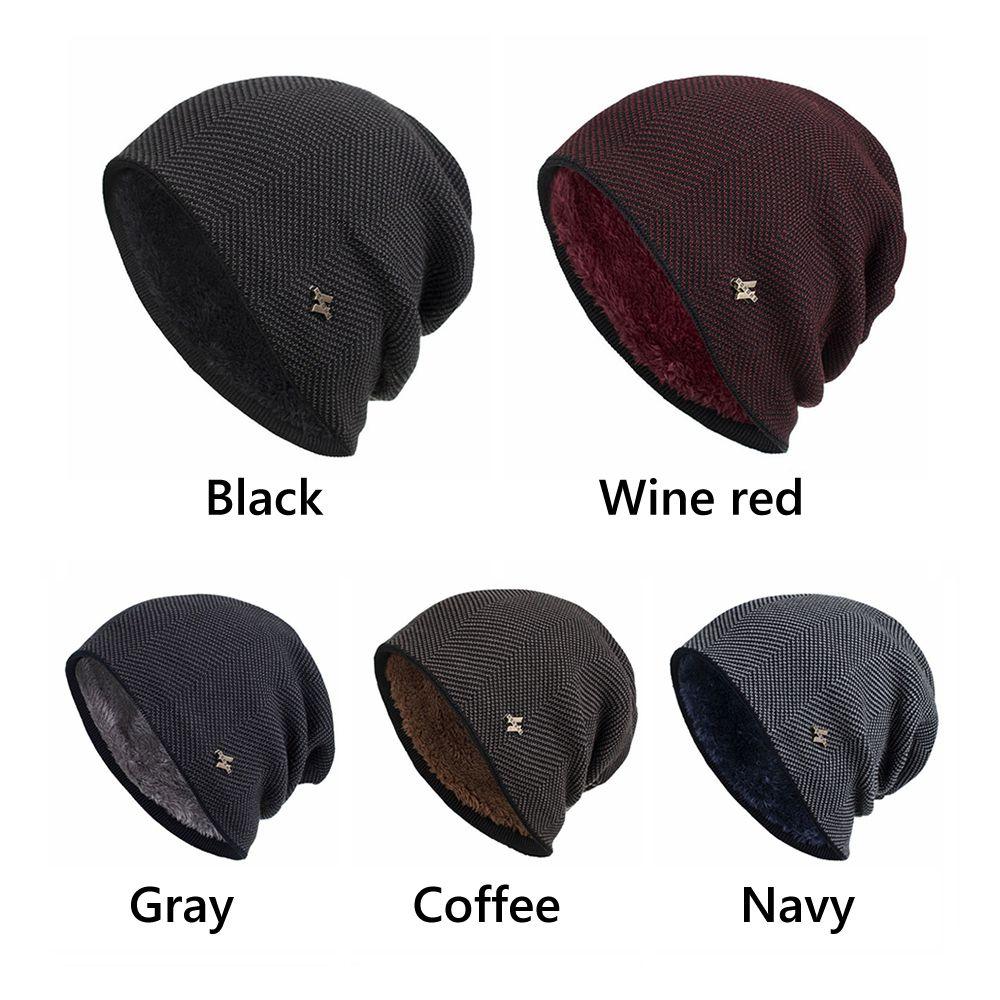Solid Gorros Cotton Wool Hat Thick Fleece Hat Winter Warm Hat Casual Beanies Men's Knitted Hat
