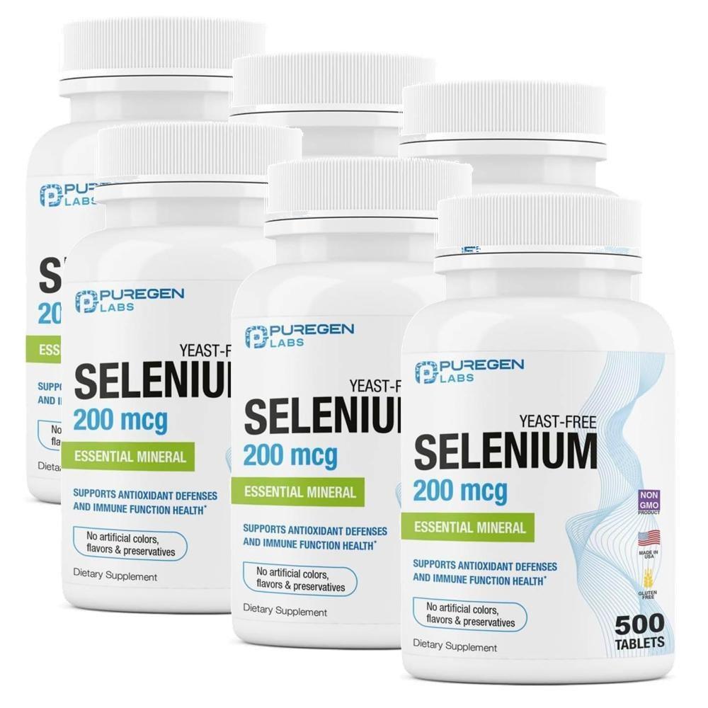 Puregen Labs Selenium 200mcg Yeast-Free Essential Minerals 6 pcs 500 Tablets
