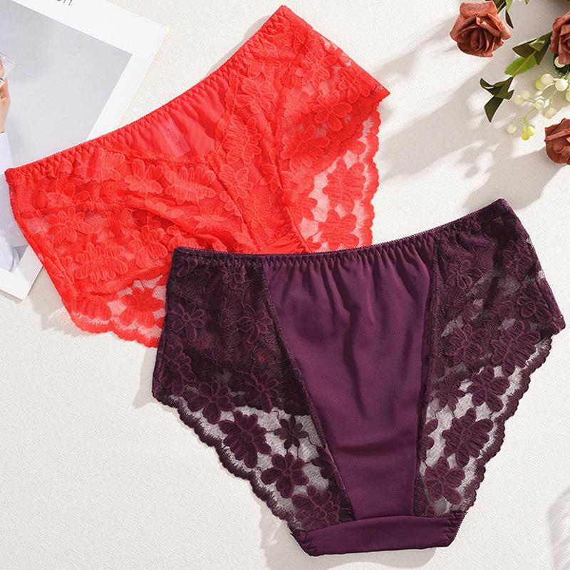 1 Stück Damen High Waist Übergröße Spitze Unterwäsche, Modisch, Atmungsaktiv, Weich und Bequem Damen Unterwäsche, 6 Farben Zur Auswahl