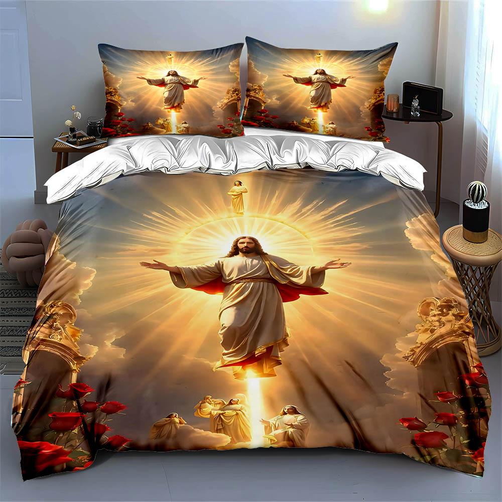 Radiant Divine Scene Bedding Duvet Cover Sets Duvet Covers Pillowcases Gifts (1 * Duvet Cover 2 * Pillowcases, Without Duvet Insert)