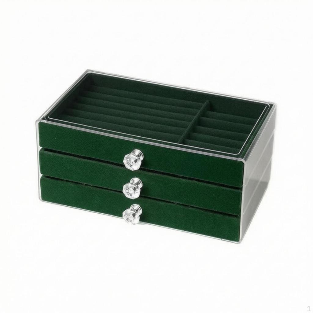 3-Drawer Jewelry Storage Box Clear with Drawers Dustwithout Dust