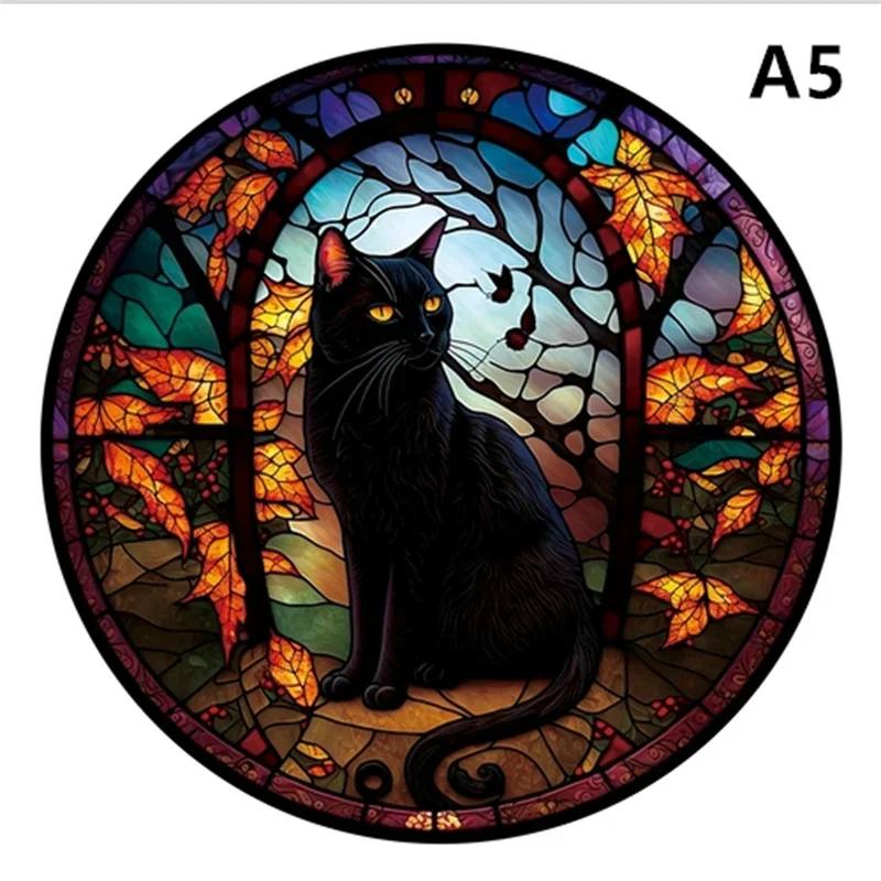 Cat A3 A4 A5 Wooden Puzzle For Adults Children Toys Wood Diy Crafts Round Shaped Holiday Gift Building Blocks Home Decorate