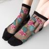 Floral Short Socks for Women In Summer Thin Design with Floral and Leaf Patterns Low Cut and Shallow Mouth Crystal Silk Glass Stockings