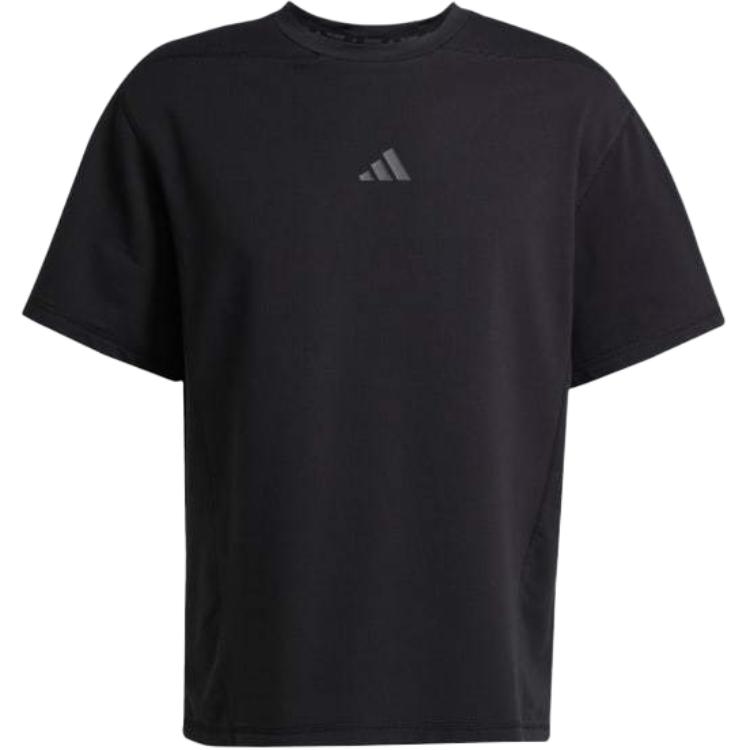 Adidas Round Neck Short Sleeve Logo Loose T-Shirt Men Tops Black JN3669