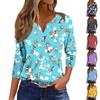 Women's Fashion Casual Seven Split Sleeve Burst Vintage Floral Print Pullover Top