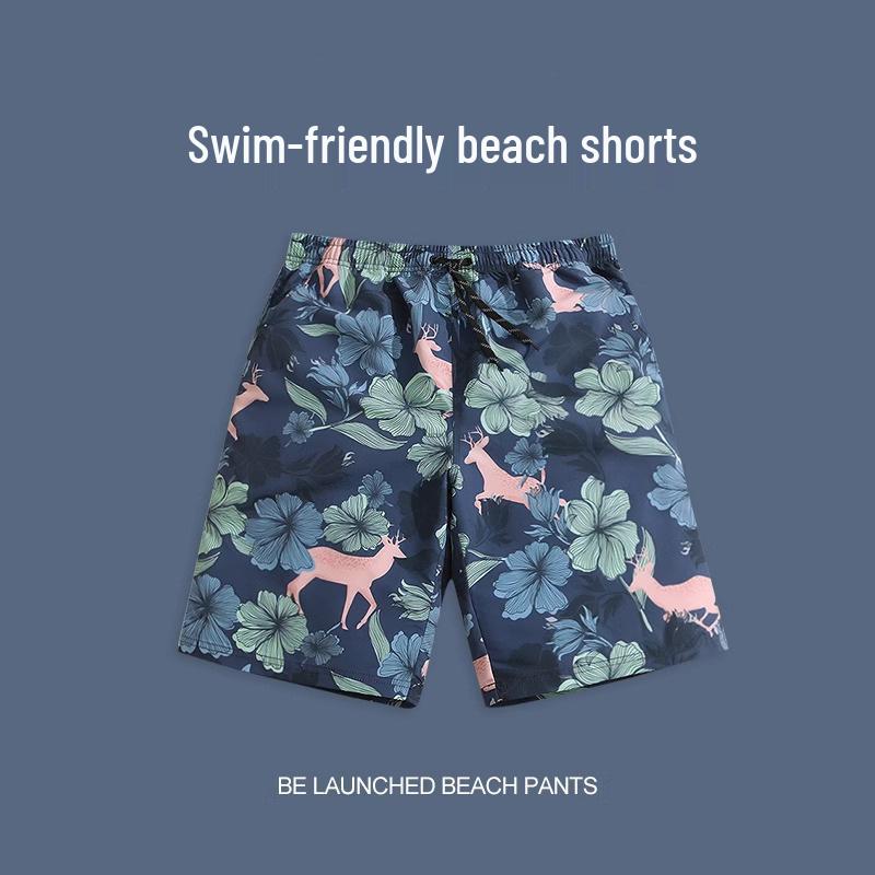 

Men s Quick-Dry Loose Beach Swim Shorts - Plus Size, 5-Point Style for Seaside Vacations L