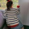 Japanese Style Striped Sweaters Women Autumn and Winte Large Size Loose All-match Knitting Pullovers