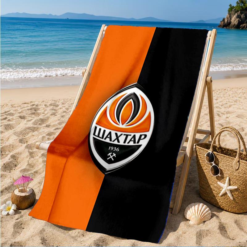 Asciugamano da Spiaggia con Design dello Stemma dello Shakhtar Donetsk, Asciugatura Rapida, Facile da Curare, Adatto Sia per il Fitness che per le Vacanze al Mare, Essenziale per lo Sport