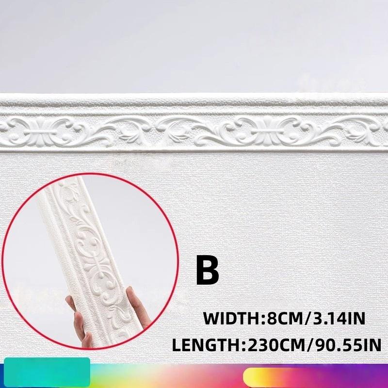 1pc Self Adhesive Flexible Foam Molding Trim,Wallpaper Border 3D Sticky Decorative Wall Lines,Peel and Stick Wall Baseboard Trim