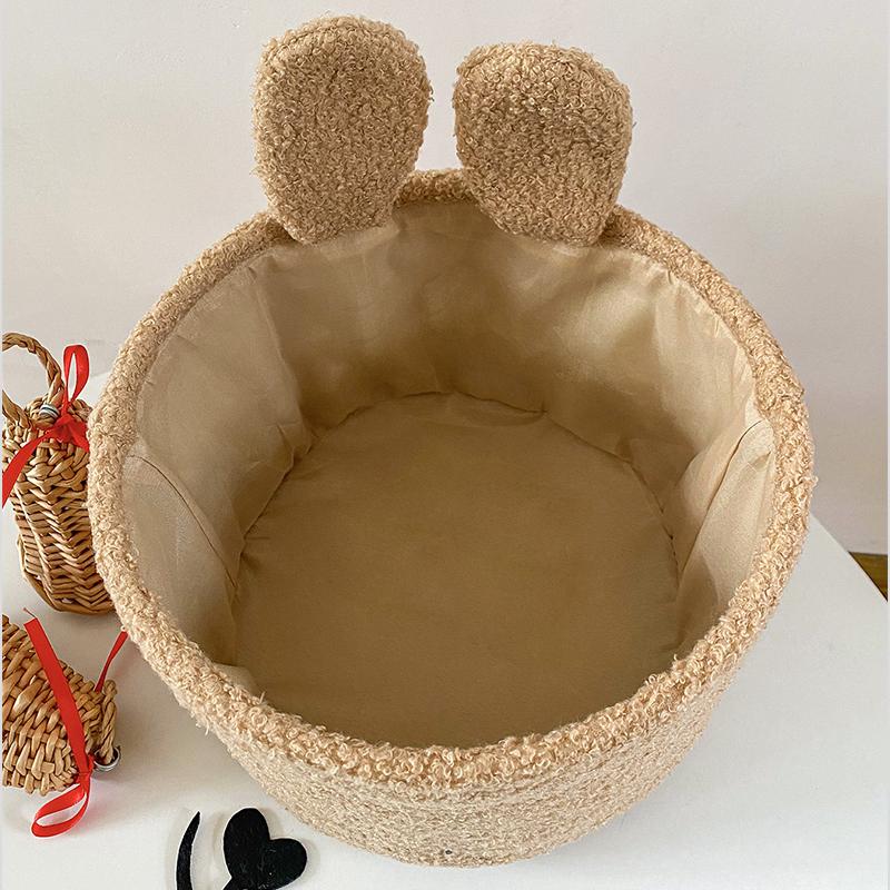 Rabbit Ears Organizer Large Capacity Soft Plush Sundries Storage Baskets Multi-Purpose Bag Cute Embroidery Toys Storage Baskets