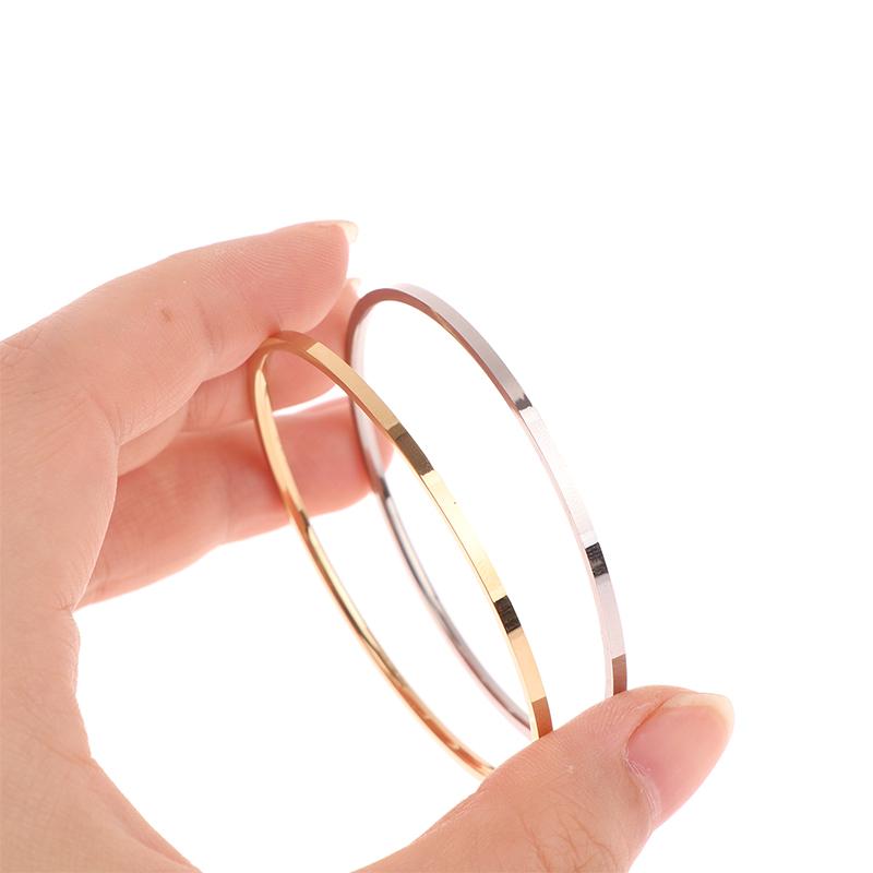 Titanium Steel Simple Plain Circle Thin Bangle For Women Vintage Bracelet Jewelry Pary Gift