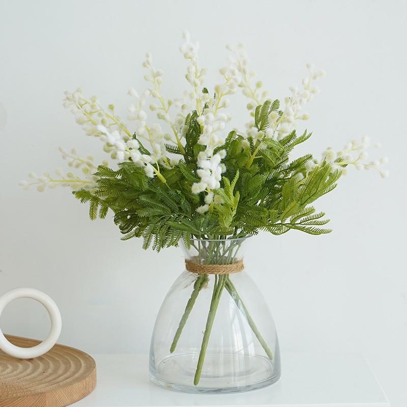 Umělá akácie Umělé květiny Žlutá mimóza Sprej Větev s třešňovými plody Svatba Domácí stolní dekorace Umělá květina