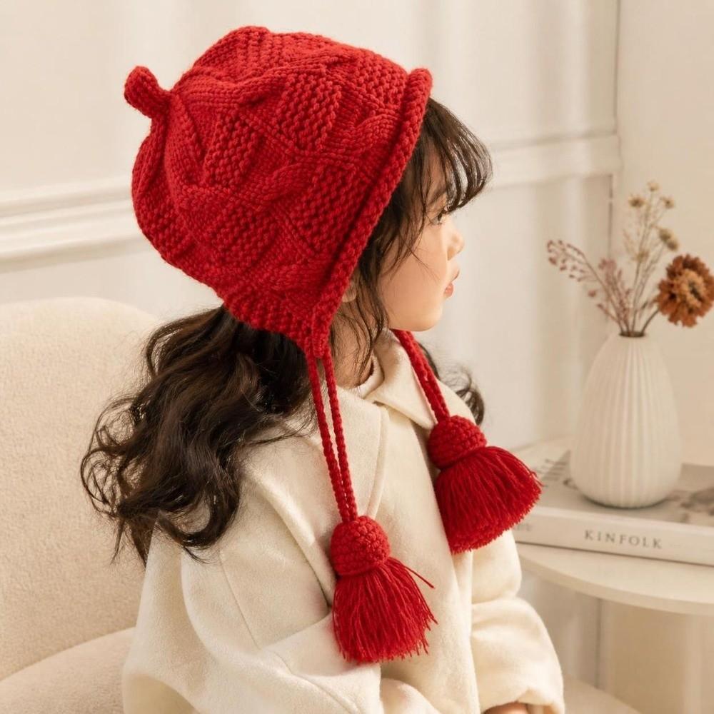 Thick Kids Knit Cap Windproof Pullover Winter Hat Cute Ear Protection Cap Winter