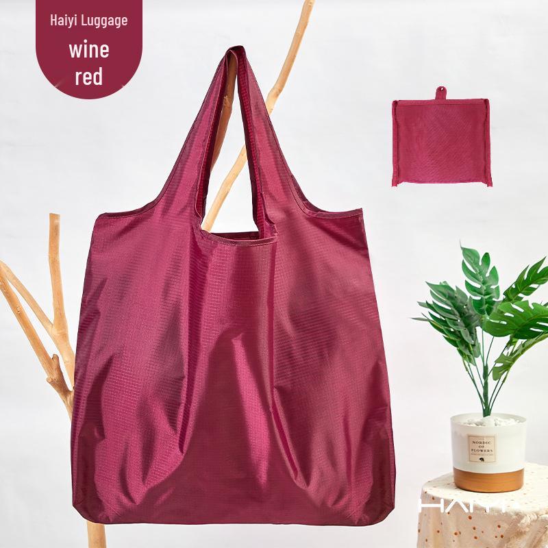 Large Capacity Foldable Waterproof Tote Bag - Solid Color Eco-friendly Oxford Cloth for Grocery Shopping