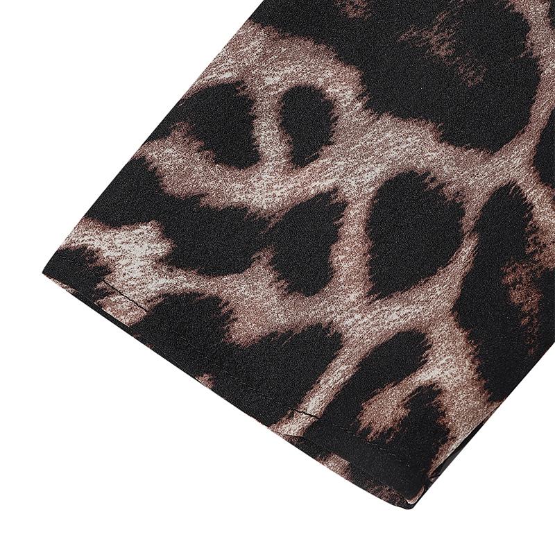 ZANZEA Women Casual Turn Down Collar Long Sleeve Leopard Print Dress