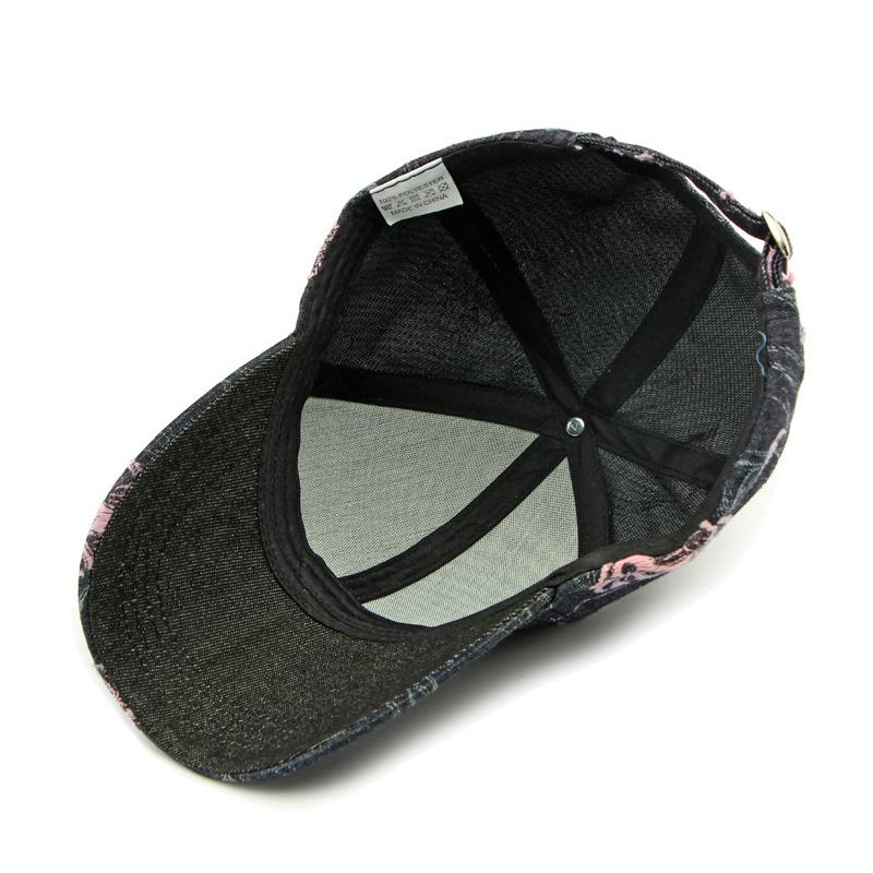 Women Jacquard Flower Cap Outdoor Sun Hat Denim Baseball Cap