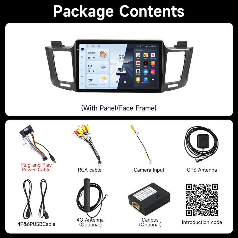 JIUYIN AI Voice Wireless CarPlay Android Auto Radio for Toyota RAV4 RAV 4 2012 - 2018 4G Car Multimedia GPS 2din autoradio