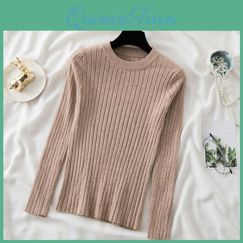 Autumn Neck Fit Round Slim Base Knitted Sweaters Women Winter New Fashion Long Sleeve Pullovers Sweater Woman Elegant Solid Casual Lady Jumpers 25477