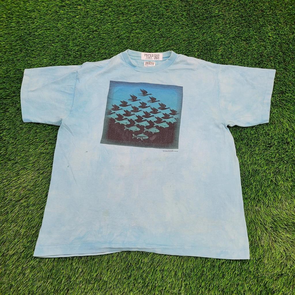Camicia Vintage Andazia Cielo e Acqua 1991 L/XL 23x25 M.C. Escher