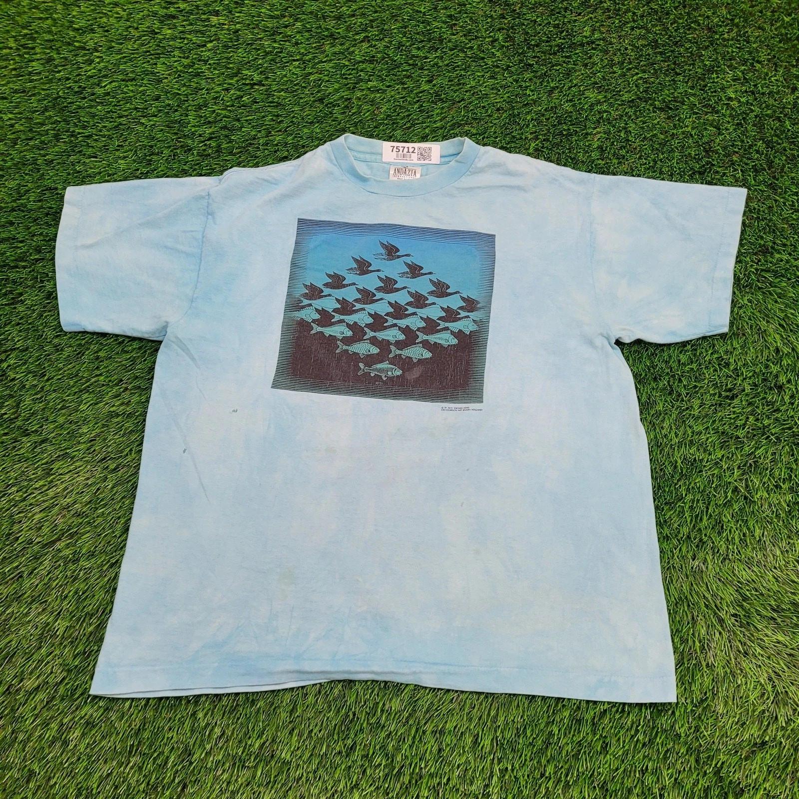 

Винтажная рубашка Andazia Sky and Water 1991 года L/XL 23x25 M.C. Эшер XL