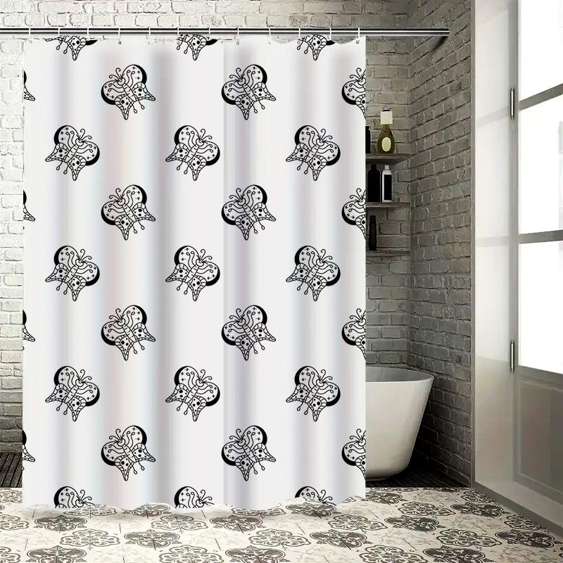 Whimsical Jellyfish Pattern Shower Curtain for Bathroom Decoration White/Black Customizable Sizes Available