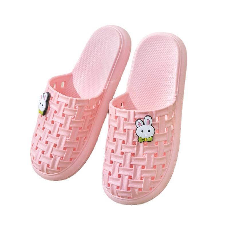 Summer Baotou Cool Slippers Ladies Bathroom Bath Home Indoor and Outdoor Wear Smooth Flat Bottom Beach Hole Shoes Women