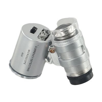 60 Times Mobile Phone Magnifying Glass Jewelry Pocket Microscope LED Light