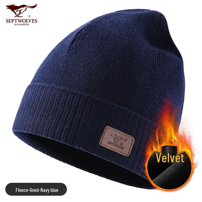 

Мужская теплая вязаная шапка-бини Septwolves