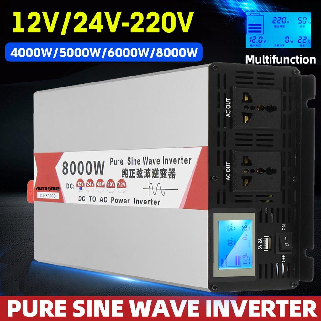 DC 12V/24V TO AC 220V LCD Voltage Transformer Power Converter Solar Inverter Pure Sine Wave Inverter  4000W/5000W/6000W/8000W New Power Inverter