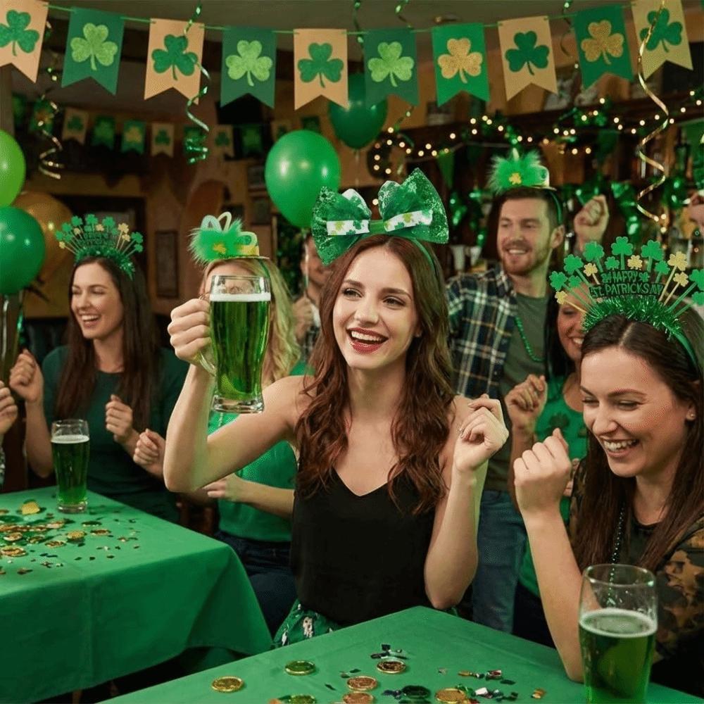 Festive Style ST. Patricks Day Headband Creative Shamrock Shape Shamrock Headband Portable Bow Headband Carnival Festival