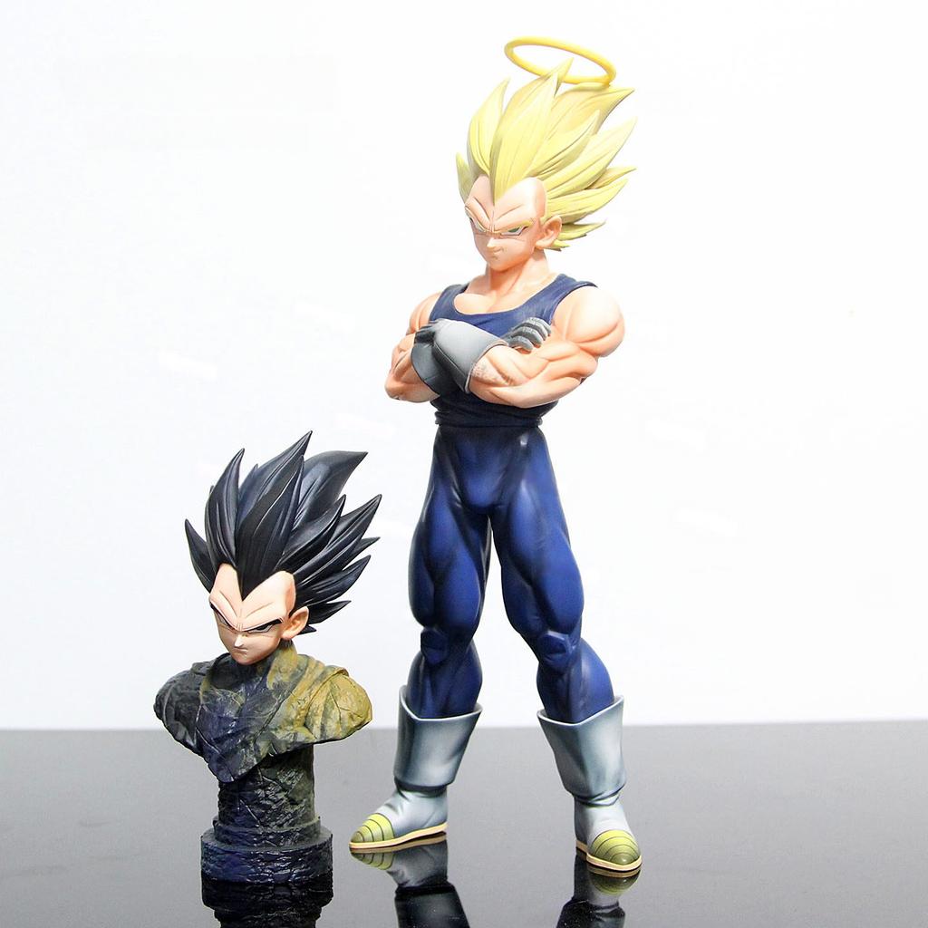 YJ Dragon Ball Hell Vegeta Featuring Halo Figure Double Replaceable Heads GK Statue Featuring Bust PC Case Decor Collectible Present Designed For Boys