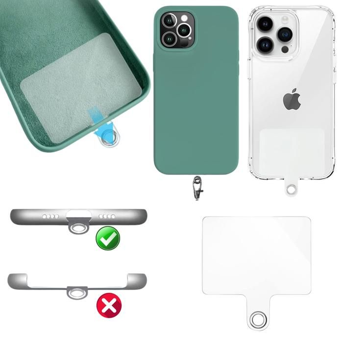 Cordon Tour de Cou - Phonillico® - Lot de 2 - Réglable - Noir - Lanière Transparente