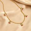 Cherry Necklace Red Zircon Fruit Charm for Women Cuban Chain Stainless Steel 18K Gold Plated Waterproof Summer Beach Y2K Jewelry