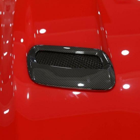 2x Kohlefaser Motorhaube Motor Luftschlitz Dekor Abdeckung Zierleiste Rahmen Für Ford Mustang 18+
