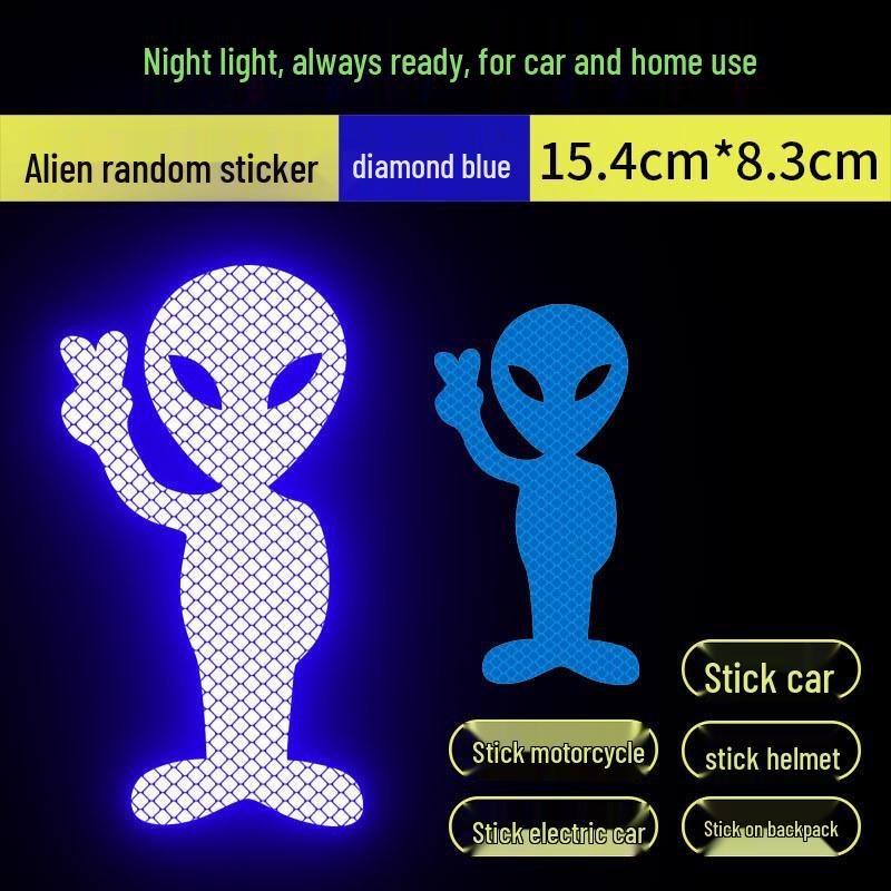 Reflective Alien Motorcycle Safety Decal for Night Driving