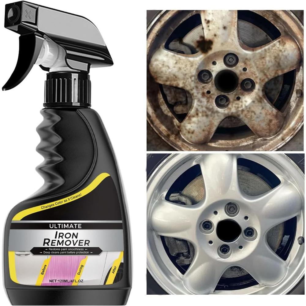 

Car Wheel Hub Exhaust Pipe Rust Remover Spray Quick Derusting Agent Clean Metal Iron Powder Stain for Auto Detailing Car Care 120ml