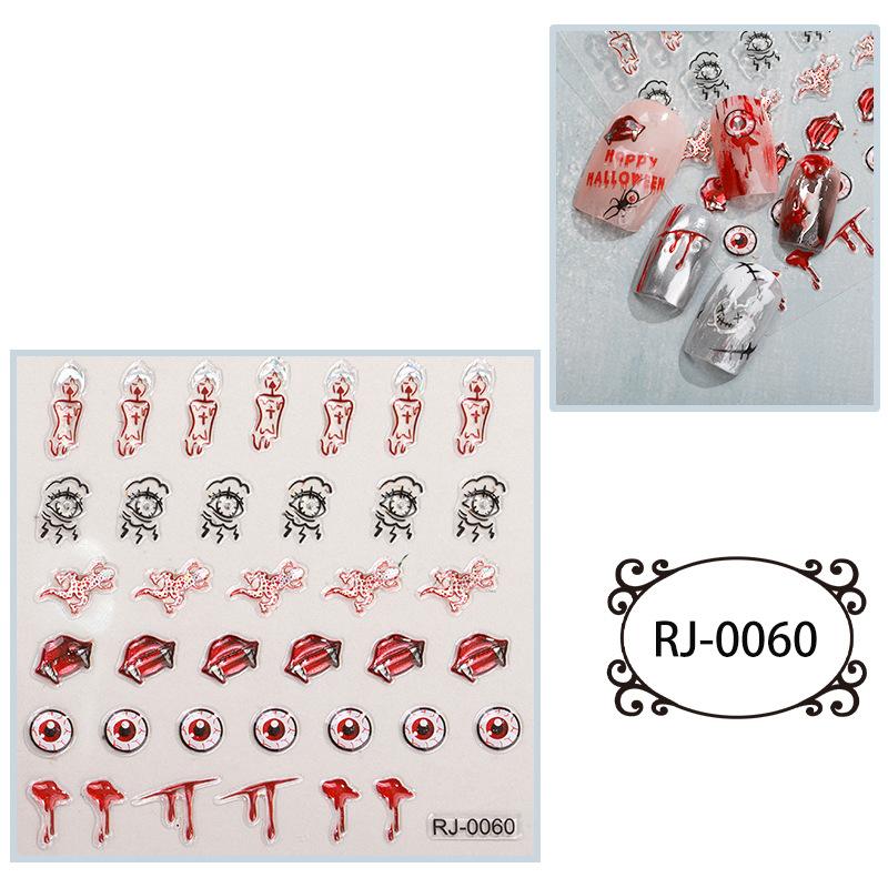 

Наклейки для ногтей на Хэллоуин, рельефные наклейки для ногтей 5D, рождественские украшения 60*60mm