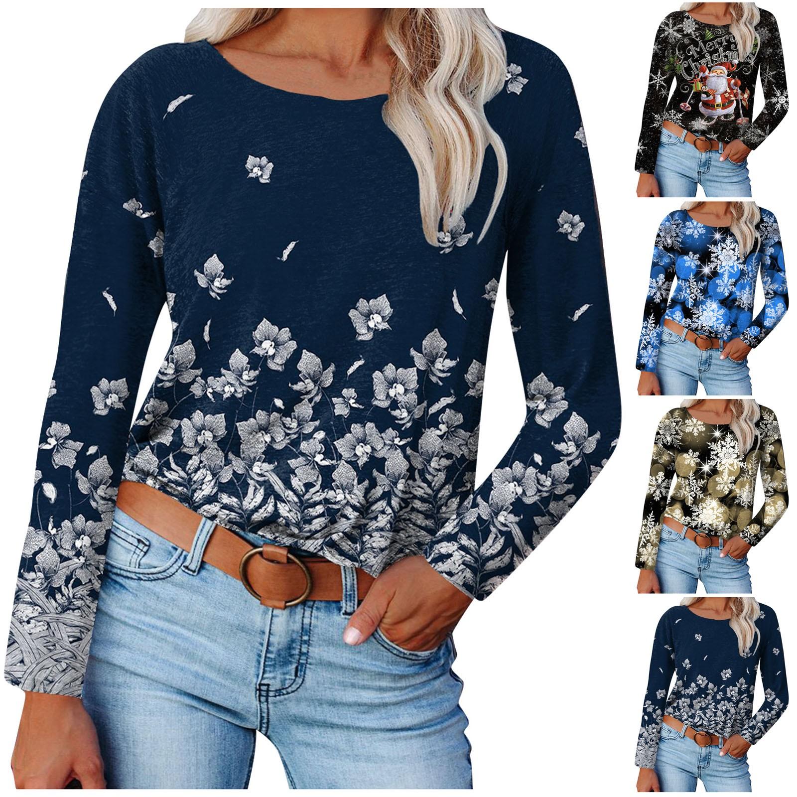 

Женский повседневный модный пуловер с длинным рукавом и круглым вырезом с принтом