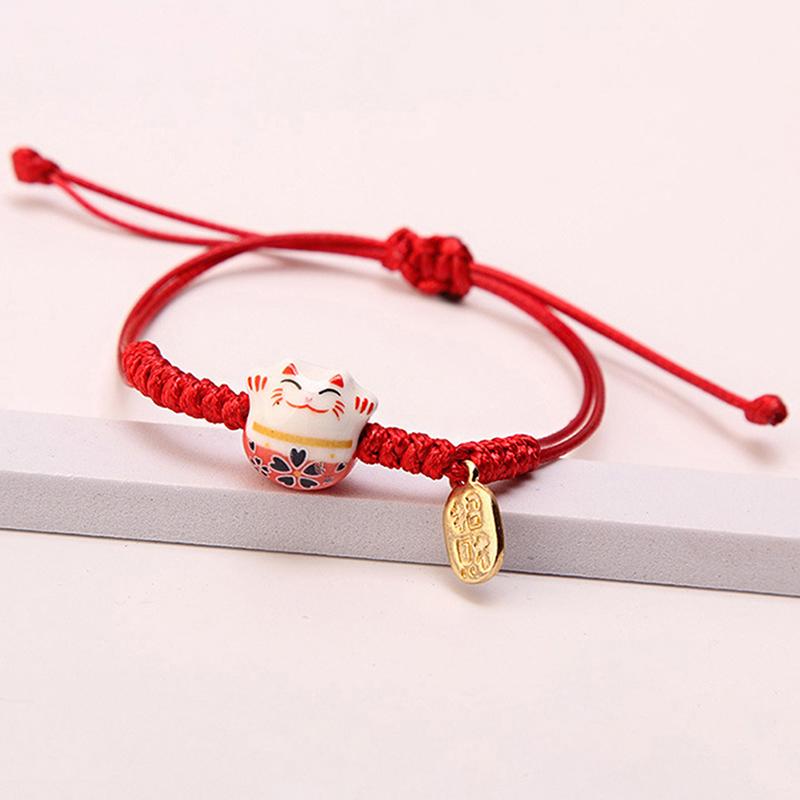 

Ручной работы керамический браслет Lucky Cat для пары женщин подарок маме зелёный